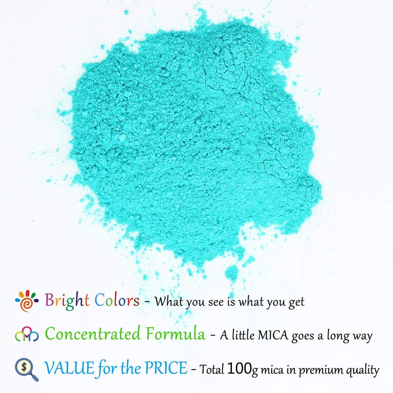 DecorRom Epoxy Resin Color Pigment - Huge 100g/3.5 Ounces Metallic Mica Powder for Epoxy Resin Art Coloring, Crafts Making - Cosmetic Grade Resin Color Dye for Jewelry, Soap Making, Painting, Nails Art (Teal) - Image 2